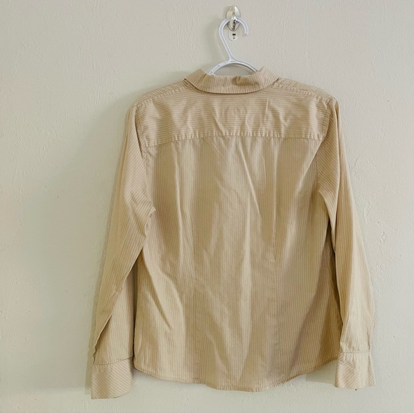 Talbots Womens Button Down Long Sleeve Shirt Sz 10 Preppy Classic Old Money Tan - Picture 2 of 9